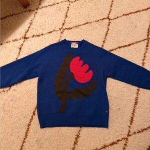 Scotch & Soda Royal Blue Crewneck Sweater with Pink Tulip